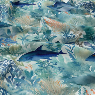 Tissu Poisson bleu