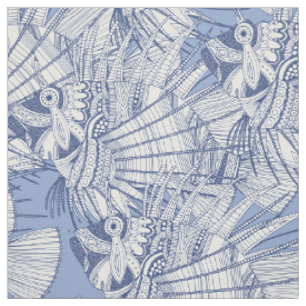 Tissu poisson mirage bleu