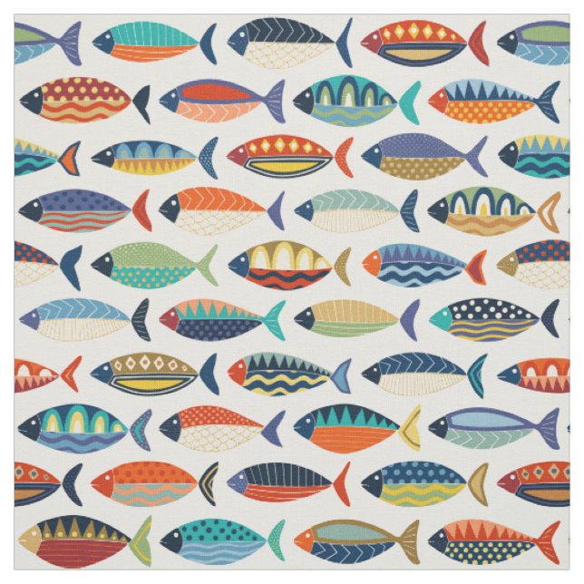 Tissu poisson rétro (Échantillon)