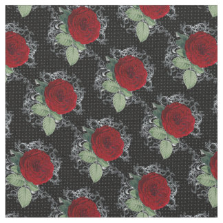 Tissu Polka Dot Rose Gothique Damask Fabric