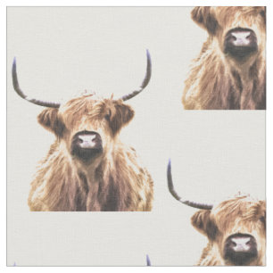 Tissu Portrait animal de ferme de vache Highland