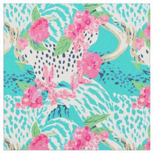 Tissu Poster de animal pastel avec fleurs