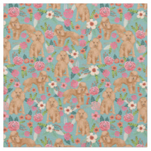 Tissu poule de jouet abricot vintage floral bleu
