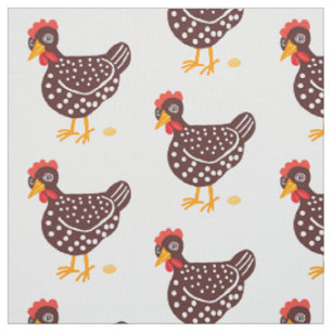 Tissu Poules mouchetées Brown avec oeufs