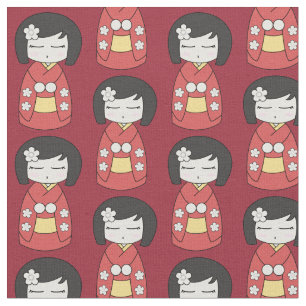 Tissu Poupée rouge de Kokeshi