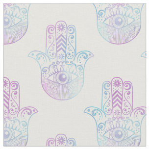 Tissu Pourpre et bleu de motif de main de Hamsa