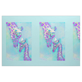 Tissu Pourpre et girafes d'Aqua grandes