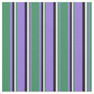Tissu Pourpre, vert mer, crème à la menthe et noir