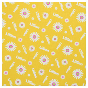 Tissu Profil de nom jaune personnalisé de marguerite