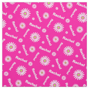 Tissu Profil de nom rose personnalisé de marguerite
