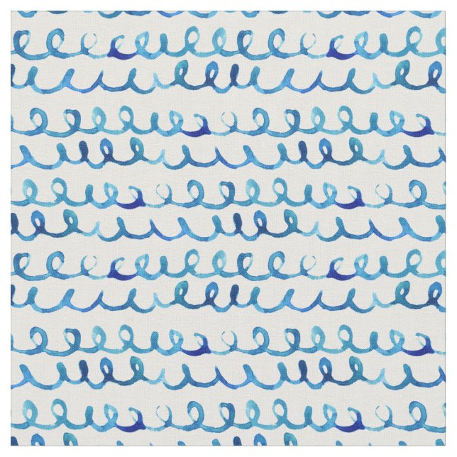 Tissu Profil onduleux d'aquarelle bleue peinte à la main (Fermer)