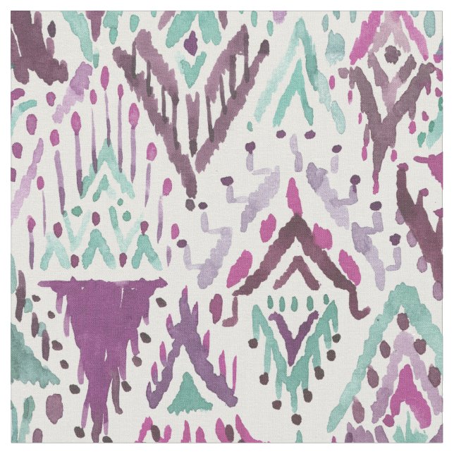 Tissu Prune Boho triomphant Ikat tribal chic (Fermer)