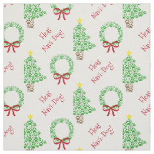 Tissu Puce Navi-Chien Empreintes de Patte Arbres de Noël