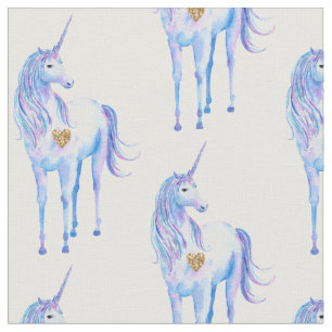 Tissu Purple Unicorn Gold Heart