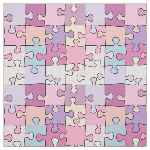 Tissu puzzle rose pastel coloré motif
