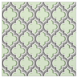 Tissu Quatrefoil marocain vert céleri, gris foncé #5DS