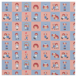 Tissu Raggedy Ann et Andy En vichy sur Checkerboard