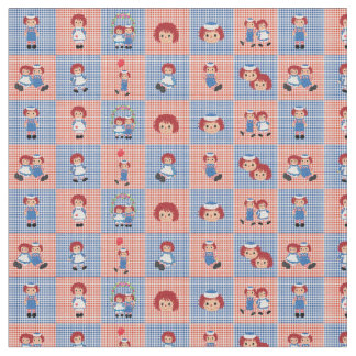 Tissu Raggedy Ann et Andy En vichy sur Checkerboard