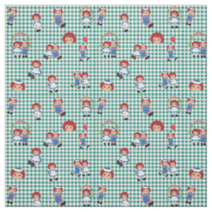 Tissu Raggedy Ann et Andy sur Green En vichy