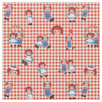 Tissu Raggedy Ann et Andy sur Red En vichy
