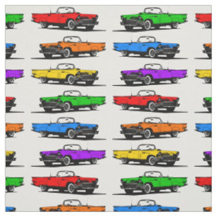 Tissu Rainbow Vintage Sports Cars des années 1950