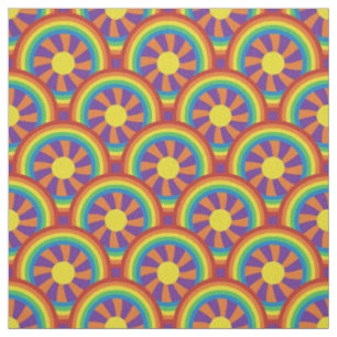 Tissu Rainbows style années 70 et Motif graphique Sun