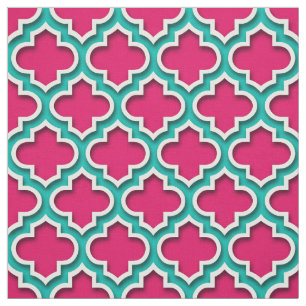 Tissu Raspberry Teal White Moroccan
