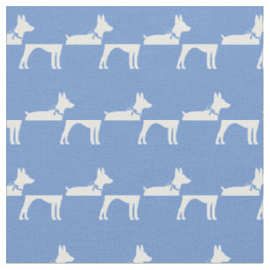 Tissu Rat Terrier Chien Silhouette Animal bleu clair