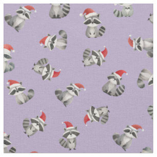 Tissu Raton laveurs de Noël jetés sur fond violet clair