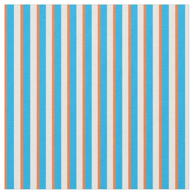Tissu rayé orange blanc fait sur commande de bleu (Fermer)