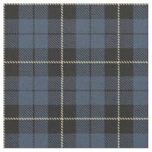 Tissu Rayure blanche/noire plaid bleu/gris
