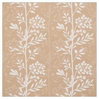 Tissu Rayure florale de jardin orange doux raffiné