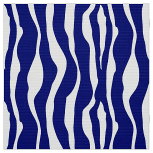 Tissu Rayures de zèbre - bleu et blanc de cobalt foncé
