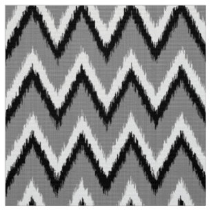Tissu Rayures d'Ikat Chevron - grises/gris, noir et