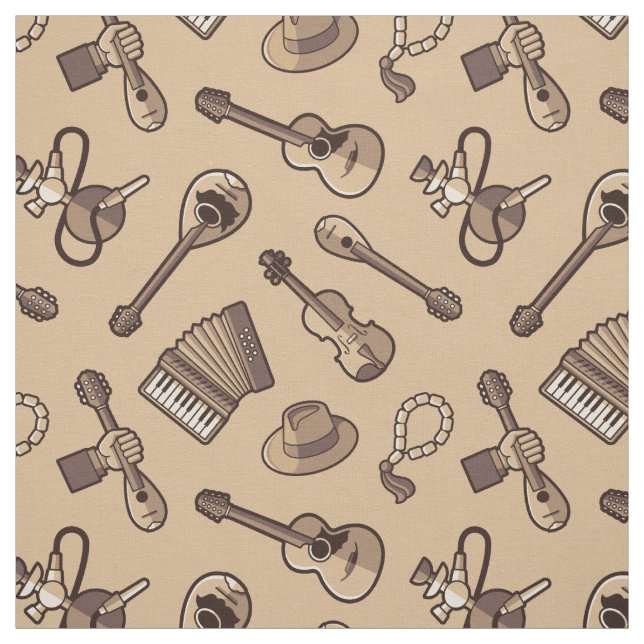 Tissu Rebetiko Motif Fabric (Échantillon)