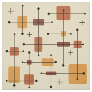 Tissu Rectangles arrondies Carré orange