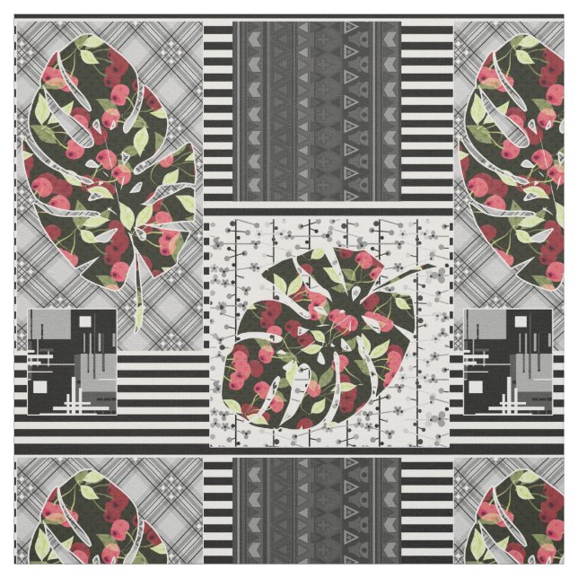 Tissu Red and Black, Quilting, Patchwork, Rustic, Modern (Échantillon)