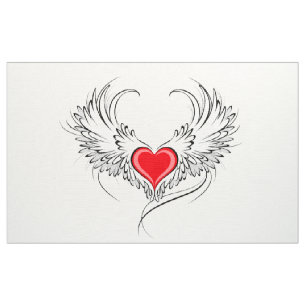 Tissu Red Angel Coeur avec ailes