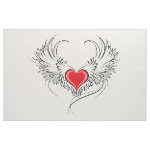 Tissu Red Angel Coeur avec ailes