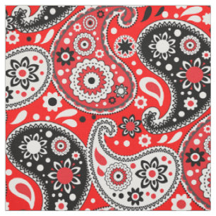 Tissu Red Bandana Country Western Farm Paisley