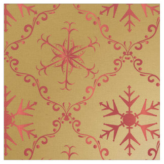 Tissu Red Christmas Stars on Gold