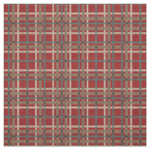 Tissu Red Taupe Brown Turquoise Blue Tartan Carré Motif