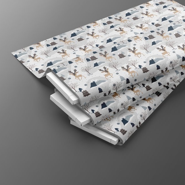 Tissu Reindeer hiver blanc Noël Motif sans couture (Créateur téléchargé)