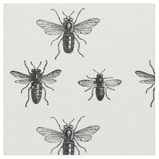 Tissu Reine des abeilles vintage et illustration