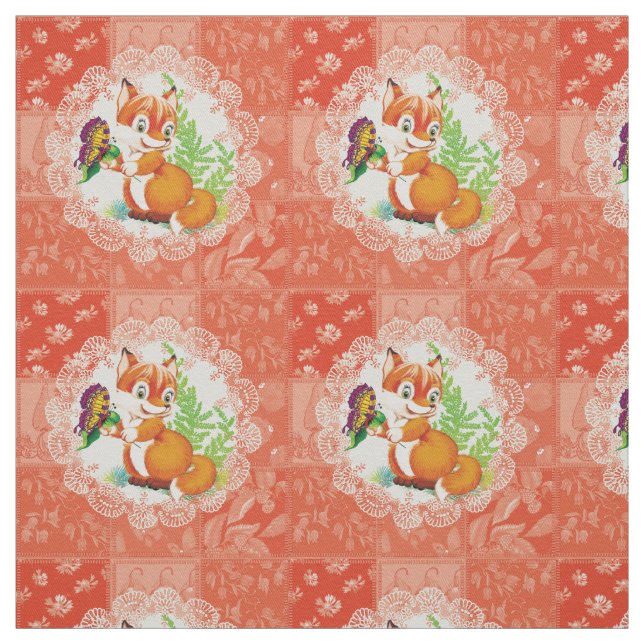 Tissu renard et papillon (Échantillon)