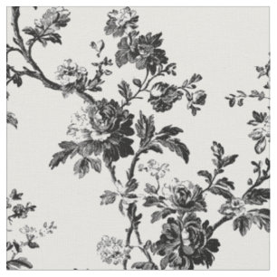 Tissu Répétition de toile florale noire