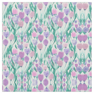 Tissu Ressort rose pourpre Tulipe Floral Aquarelle