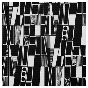 Tissu Retro Abstrait Motif 300521 - Noir sur blanc