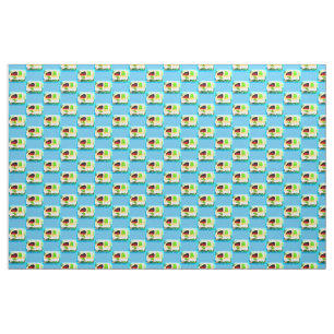 Tissu Rétro bleu vintage customisé de motif de campeur