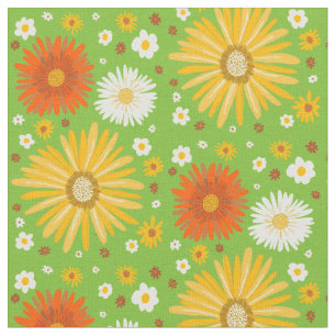 Tissu Retro Daisies Motif Green